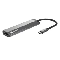 Natec Fowler Slim com Fios USB 3.2 GEN 1 (3.1 GEN 1) TYPE-C Preto, Cromado