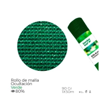 ROLLO DE MALLA DE OCULTACION COLOR VERDE 90g 1x50m